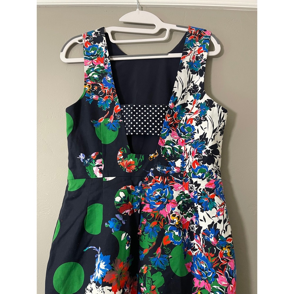 Maeve Anthropologie Womens Floral Polka Dot Mixed Print Open Back Dress Size 8 - Picture 4 of 9